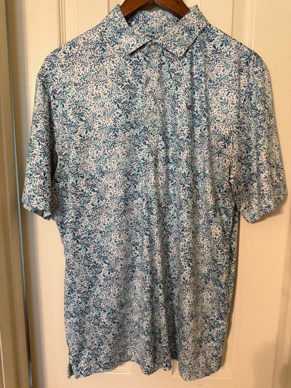 Callaway Blue, Green and White Print Short-Sleeve Golf Polo M